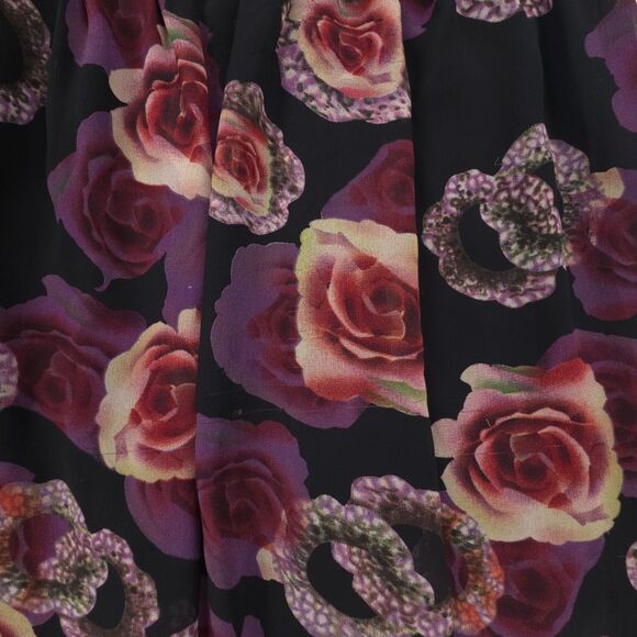 TRIPP NYC Chiffon Babydoll Mini Dress Black Floral Goth Vamp Coquette Whimsigoth - Picture 6 of 7